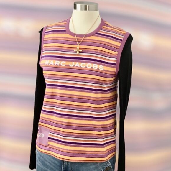 MARC JACOBS HORIZONTAL STRIPES LOGO TANK SIZE LARGE - Picture 7 of 8